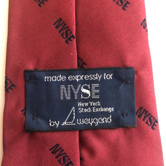 New York Stock Exchange NYSE Silk Tie Maroon Mens Necktie Accessory Office Gift - Picture 5 of 7